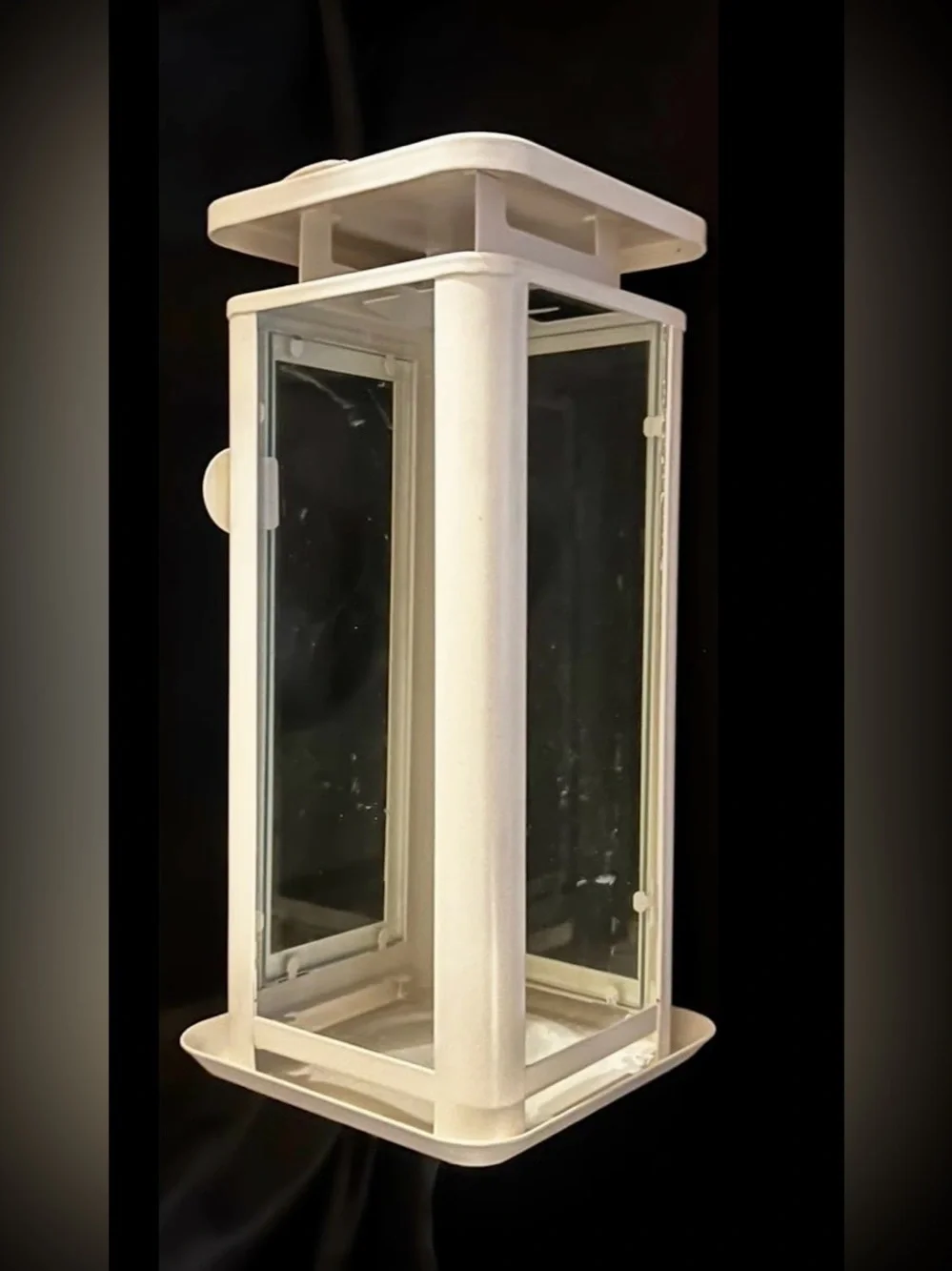 White Metal Lantern with Glass Panels